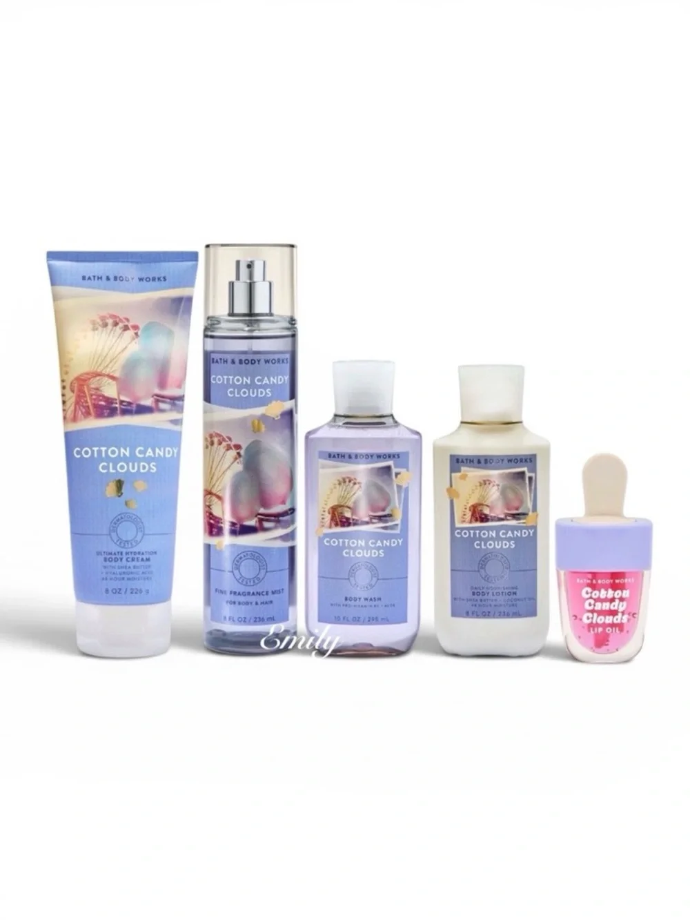 Bath & Body Works COTTON CANDY CLOUD 5 Piece Body Care Gift Set Bundle